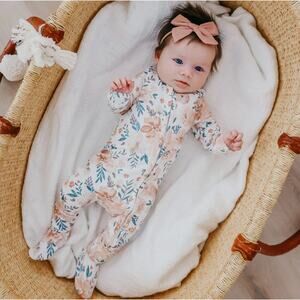 Copper Pearl Autumn Print 2-Way Zip-Up Footie and Headband Bow